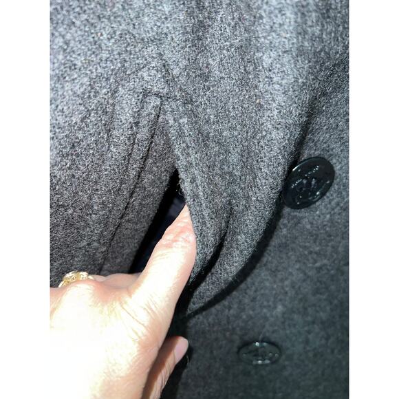 Wool X-Large Peacoat Anchor Button Vintage 90's Y2K Double Breasted Gray XL USA - Picture 7 of 11